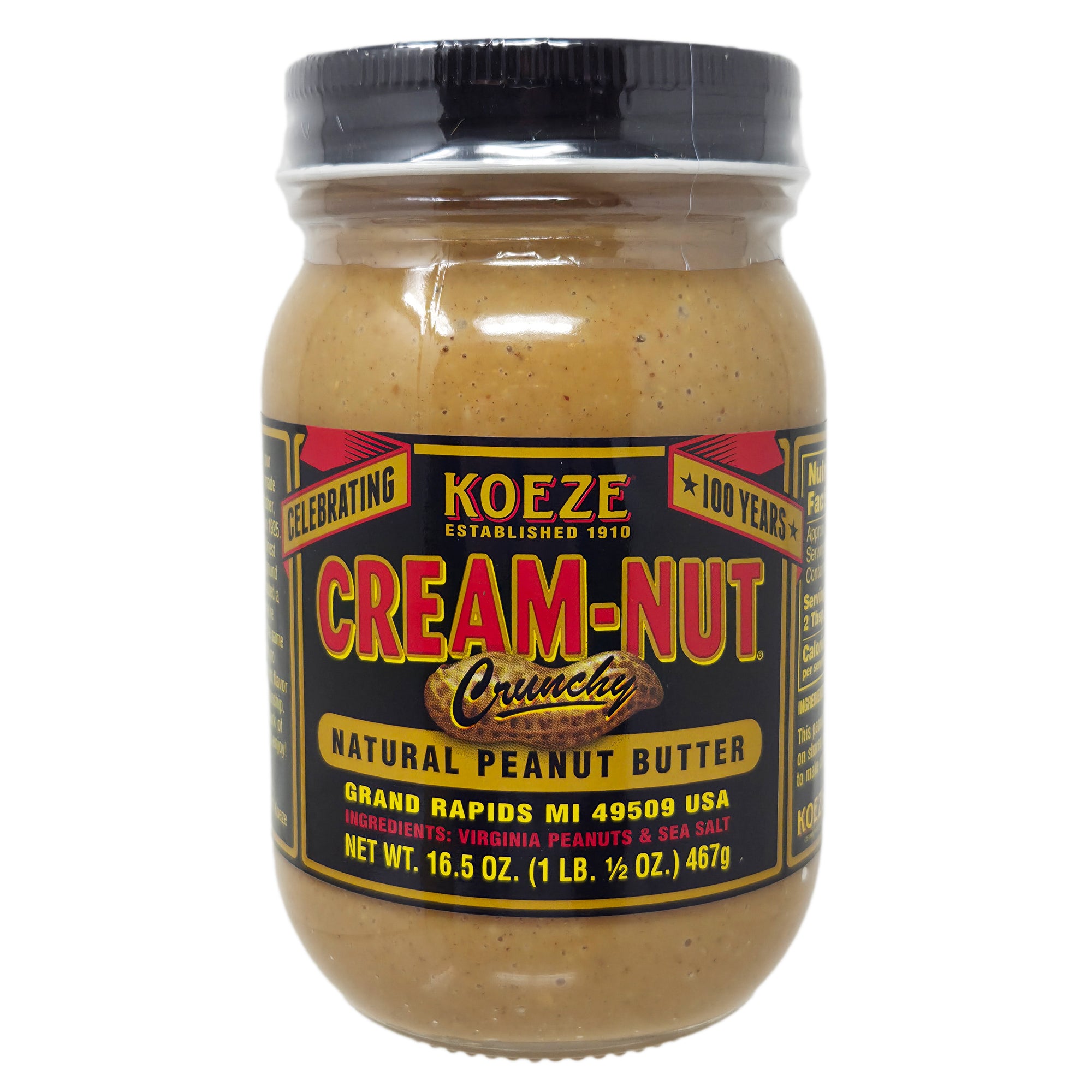 Koeze Cream-Nut Crunchy Natural Peanut Butter - 16.5oz