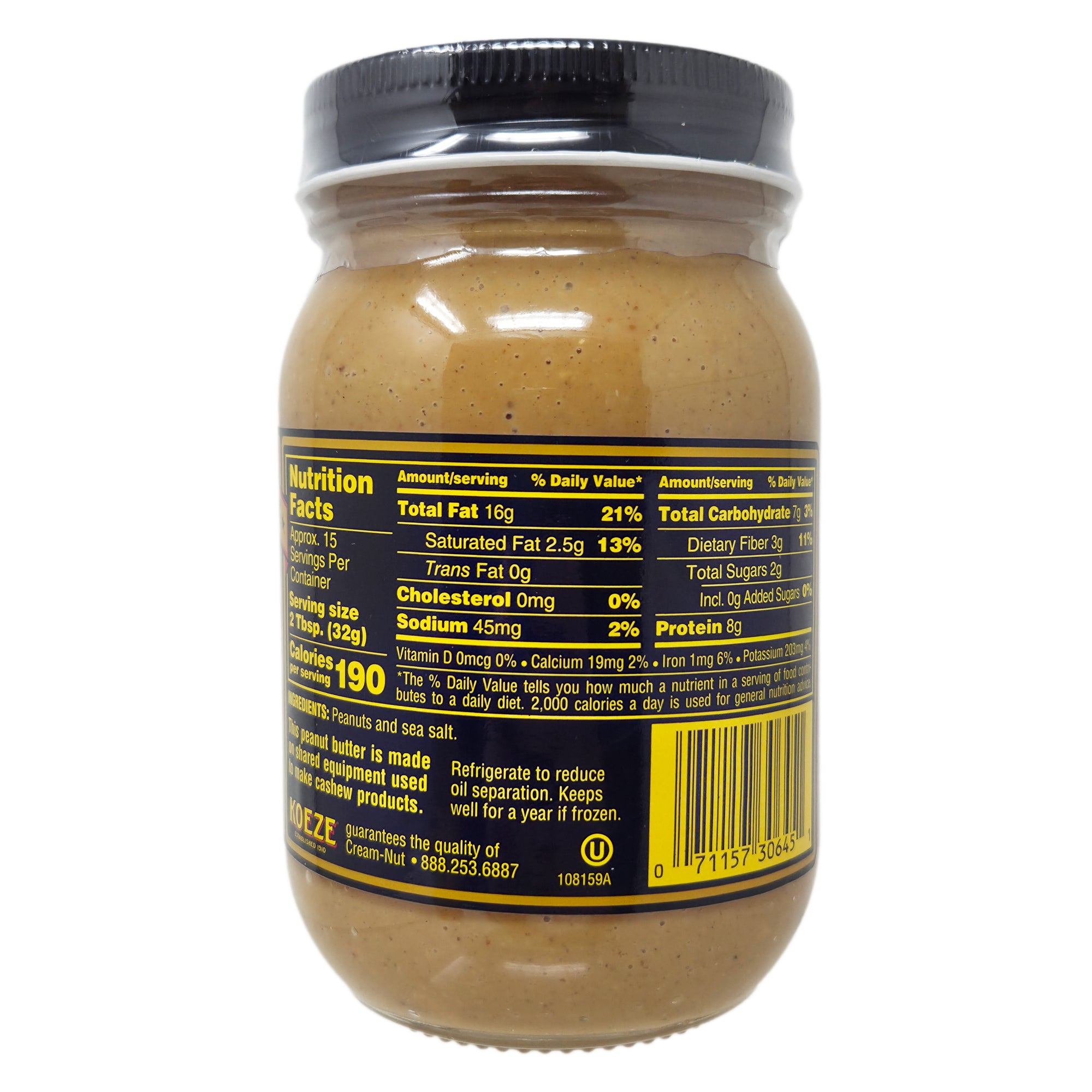 Koeze Cream-Nut Crunchy Natural Peanut Butter - 16.5oz – Healthy Heart ...