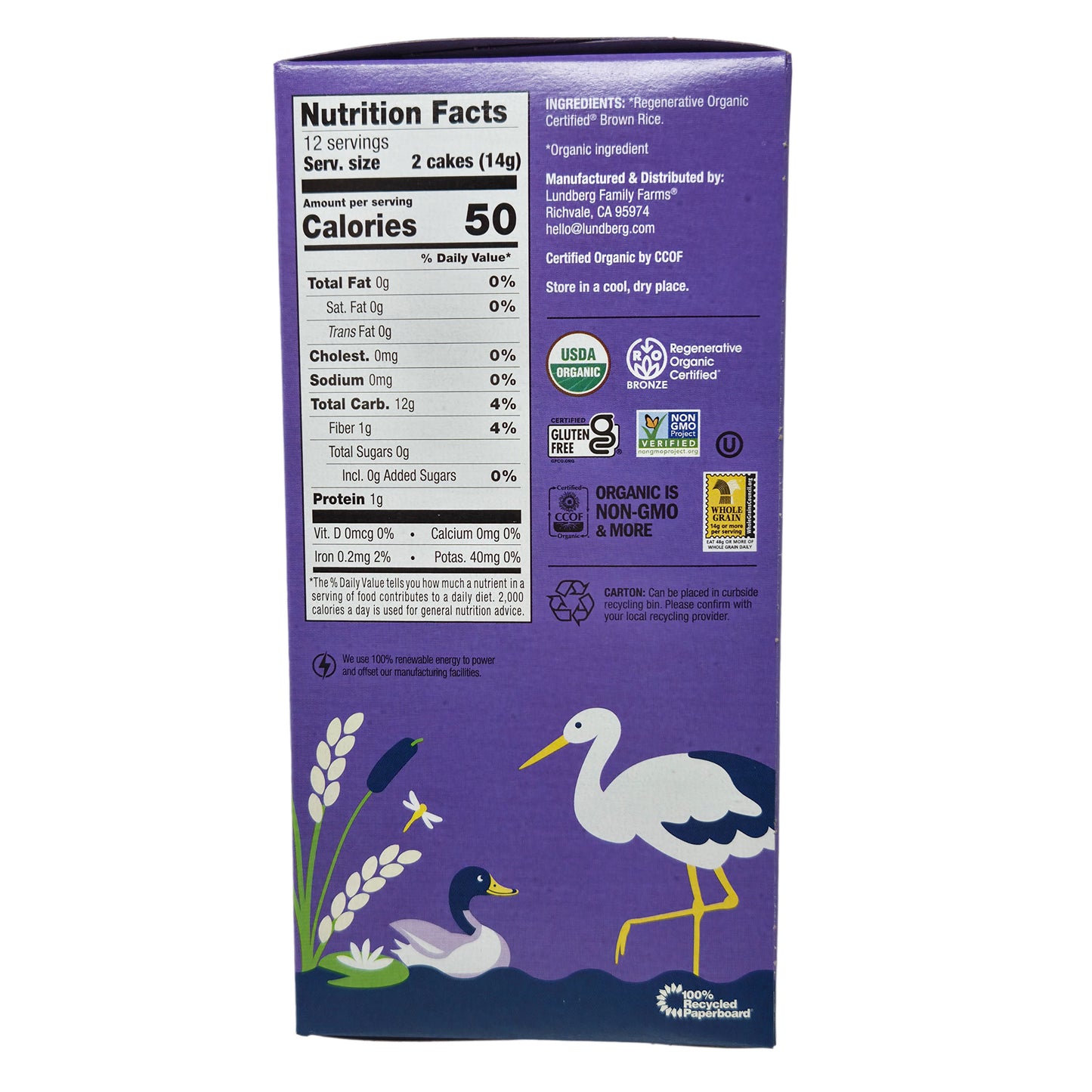 Lundberg Salt-Free Thin Brown Rice Cakes - 6oz.