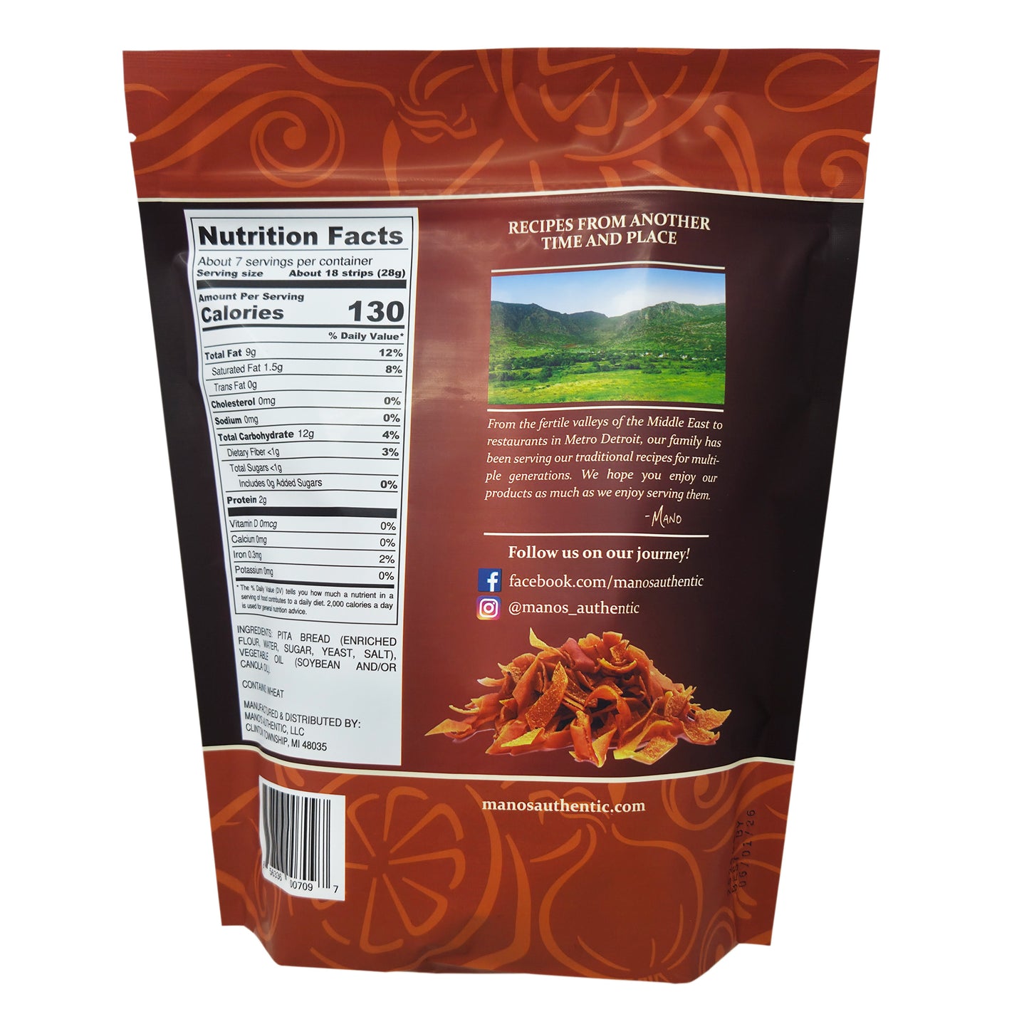 Mano's Unsalted Pita Strips - 6.5oz.