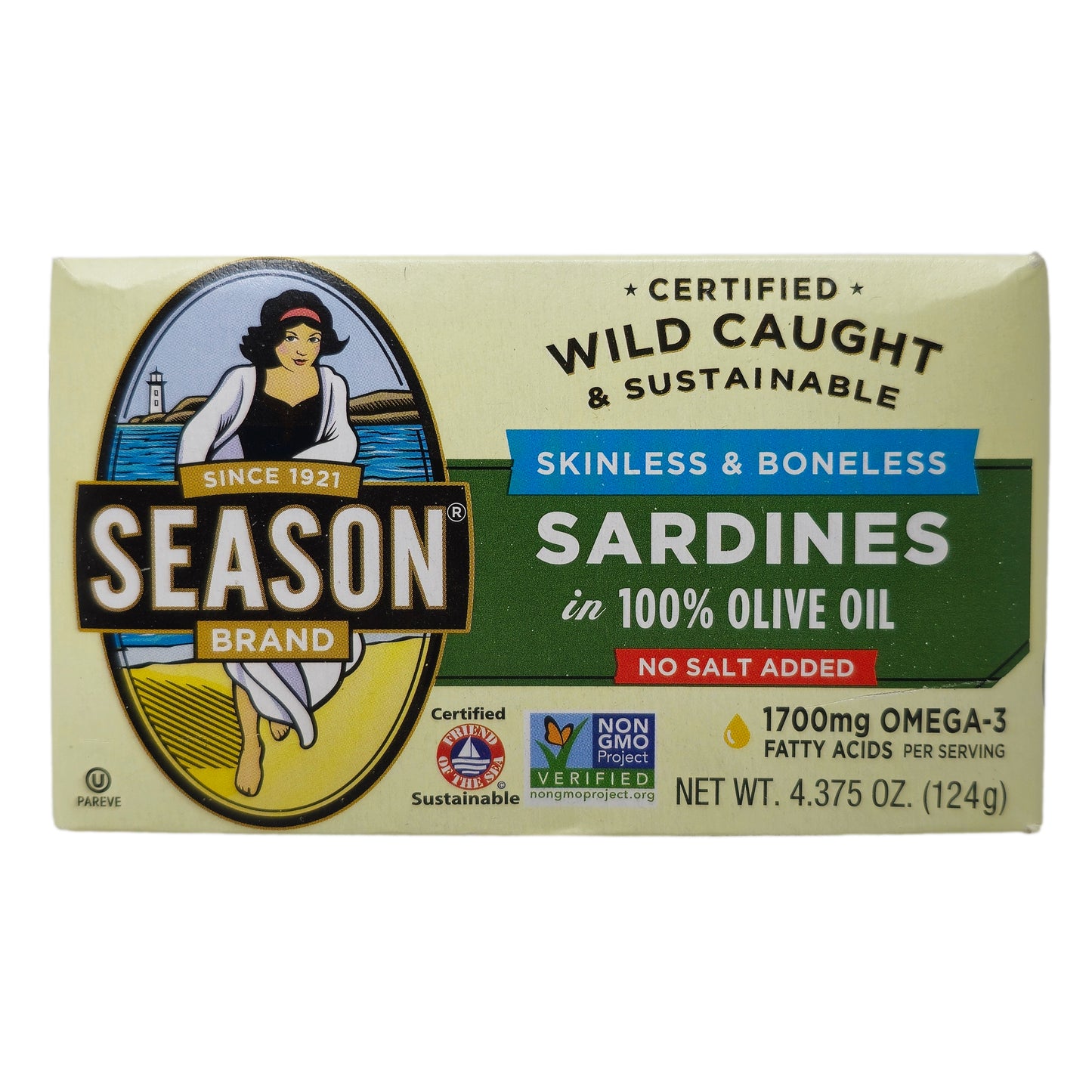 Season Brand Skinless & Boneless Sardines in 100% Olive Oil - 4.375oz.