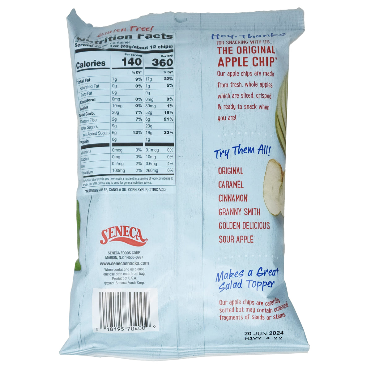 Seneca Granny Smith Apple Chips 2.5oz. Healthy Heart Market