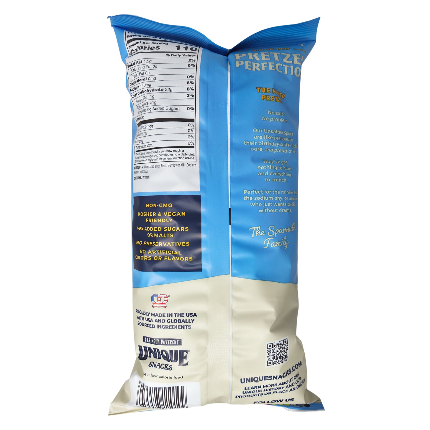 Unique Snacks Unsalted Split Pretzels - 11oz.