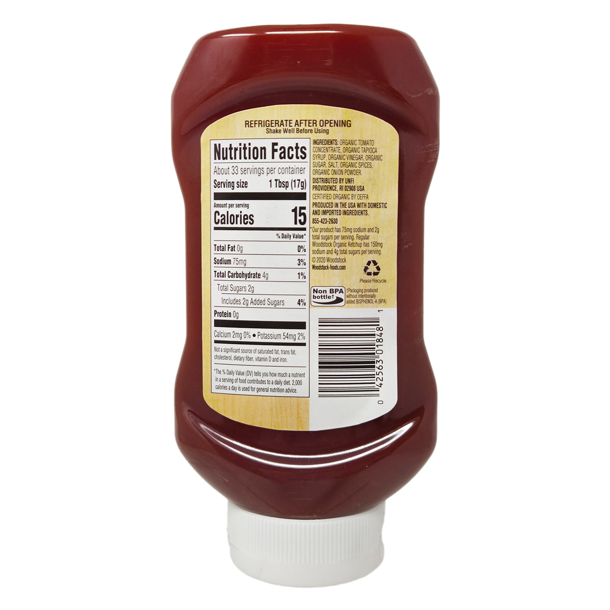 Woodstock Tomato Ketchup 50% Less Sugar & Sodium -19.5oz