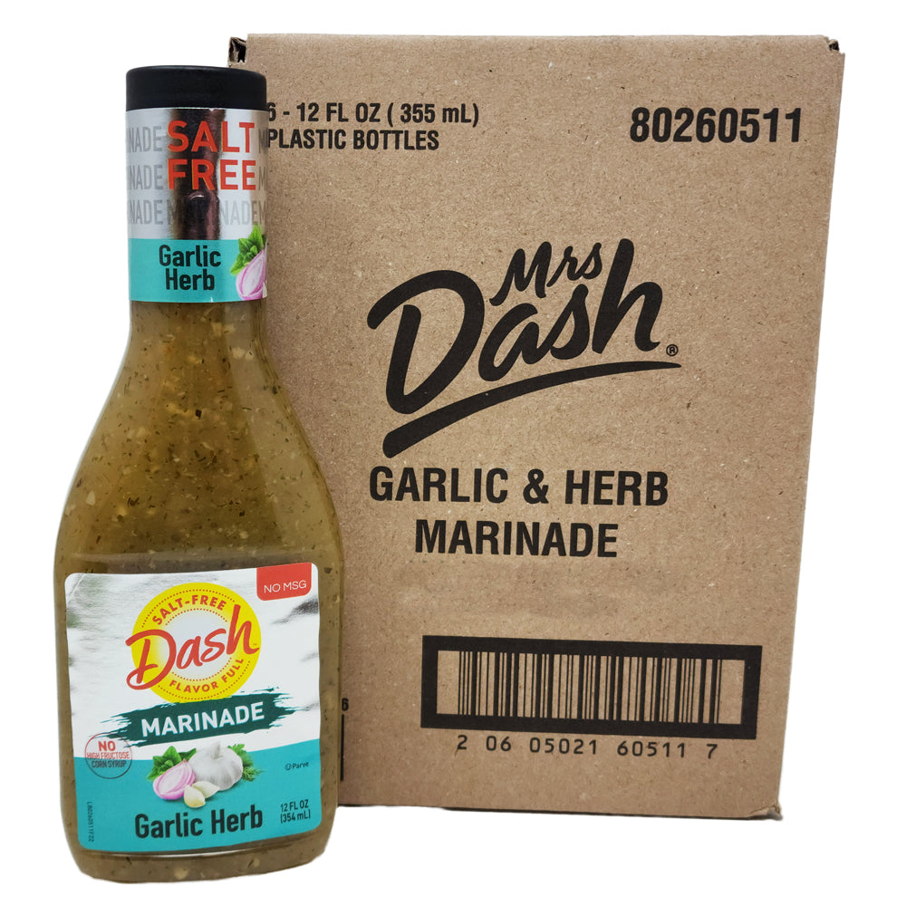 Mrs Dash Marinade, 3 Flavor Pack of 12oz Bottles, Salt Free- Teriyaki Marinade, Lime Garlic, and Garlic Herb