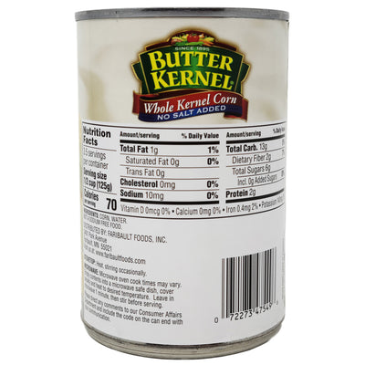 Butter Kernel Whole Kernel Corn No Salt Added-15 oz.