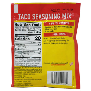 Dash Salt-Free Taco Seasoning Mix- 1.25oz.