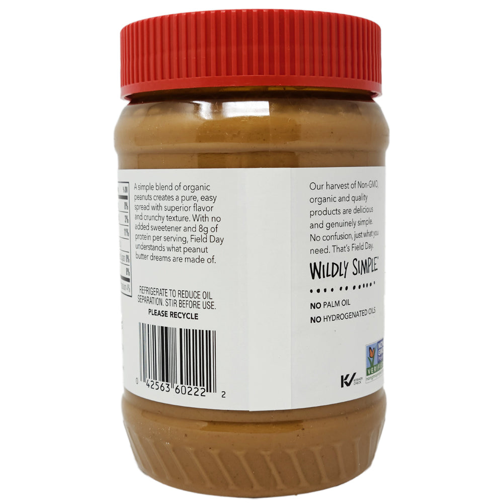 Field Day Organic Crunchy Unsalted Peanut Butter - 18 oz.