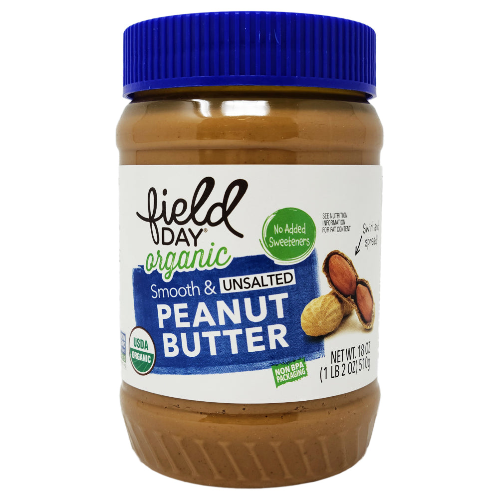 Field Day Organic Smooth Unsalted Peanut Butter- 18oz.