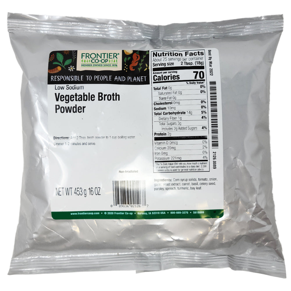 Frontier Low Sodium Vegetable Flavored Broth Powder - 16oz.