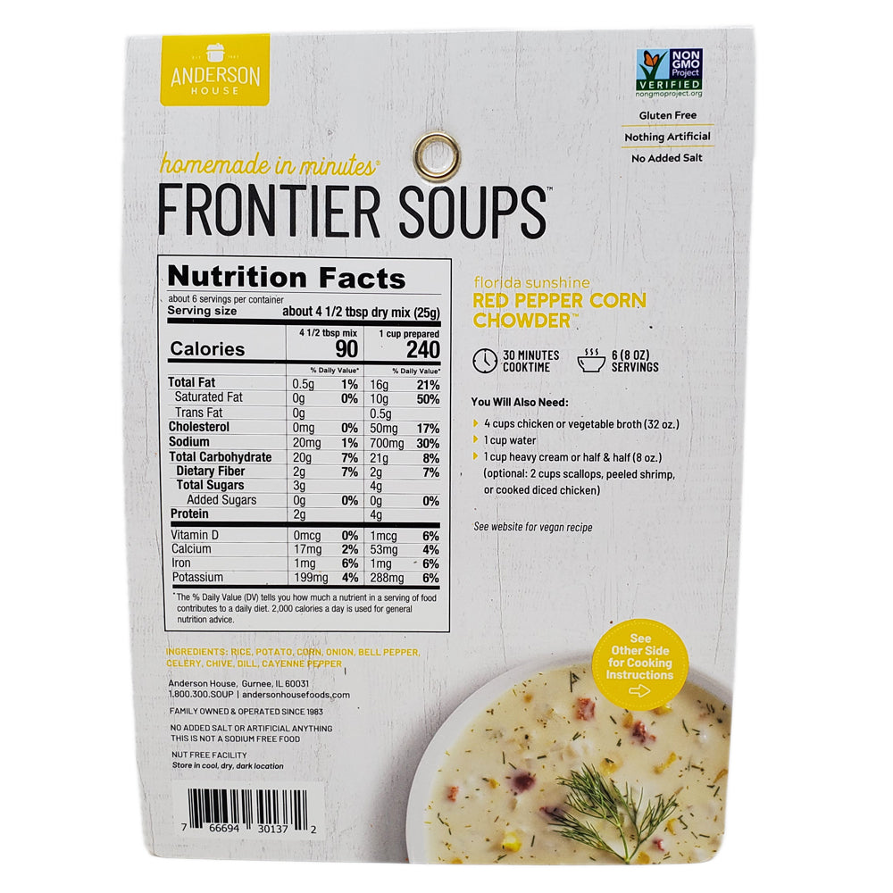 Frontier Soups- Florida Sunshine Red Pepper Corn Chowder-5 oz. - Healthy Heart Market
