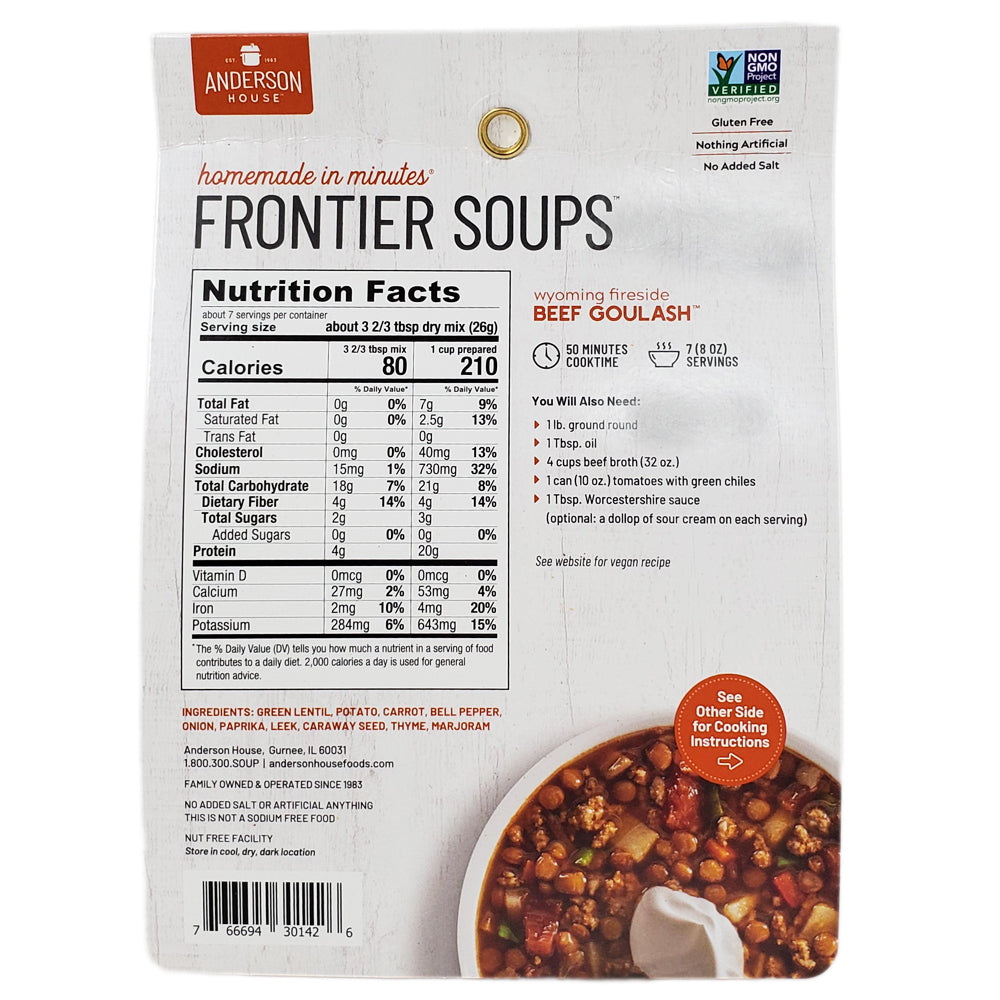 Frontier Soups Wyoming Fireside Beef Goulash Soup Mix Healthy Heart
