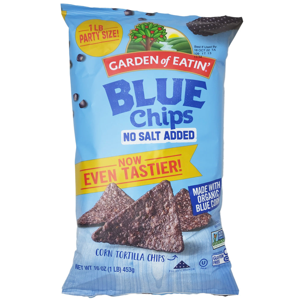 Blue Corn Tortilla Chips No Added Salt - Garden of Eatin