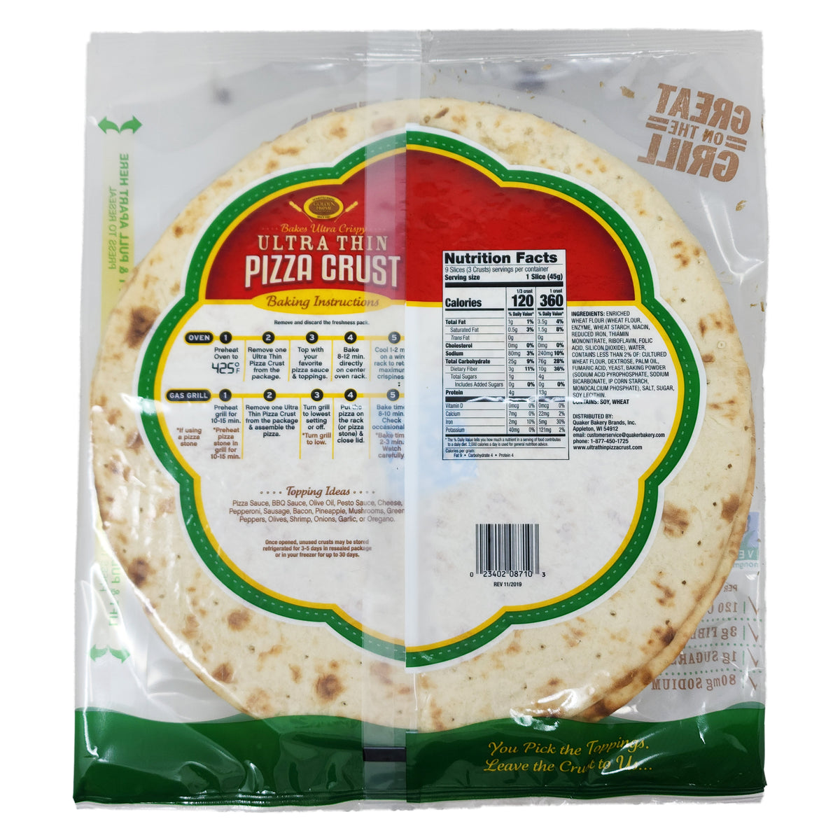 12 inch Golden Home Ultra Thin Crust Pizza 14.25oz. Healthy Heart