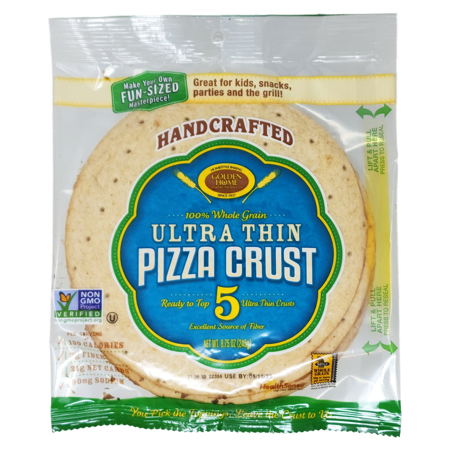 7 inch - Golden Home Whole Grain Ultra Thin Crust Pizza - 8.75oz.