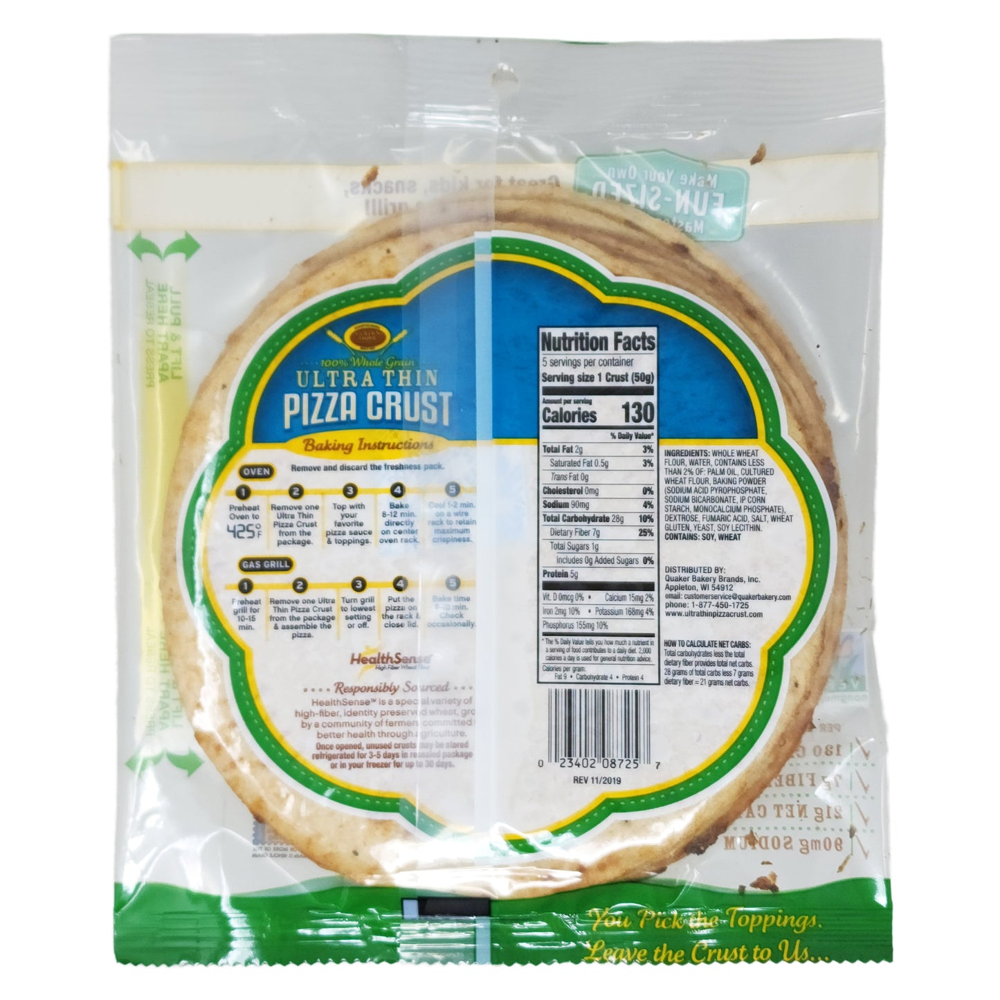 7 inch - Golden Home Whole Grain Ultra Thin Crust Pizza - 8.75oz.