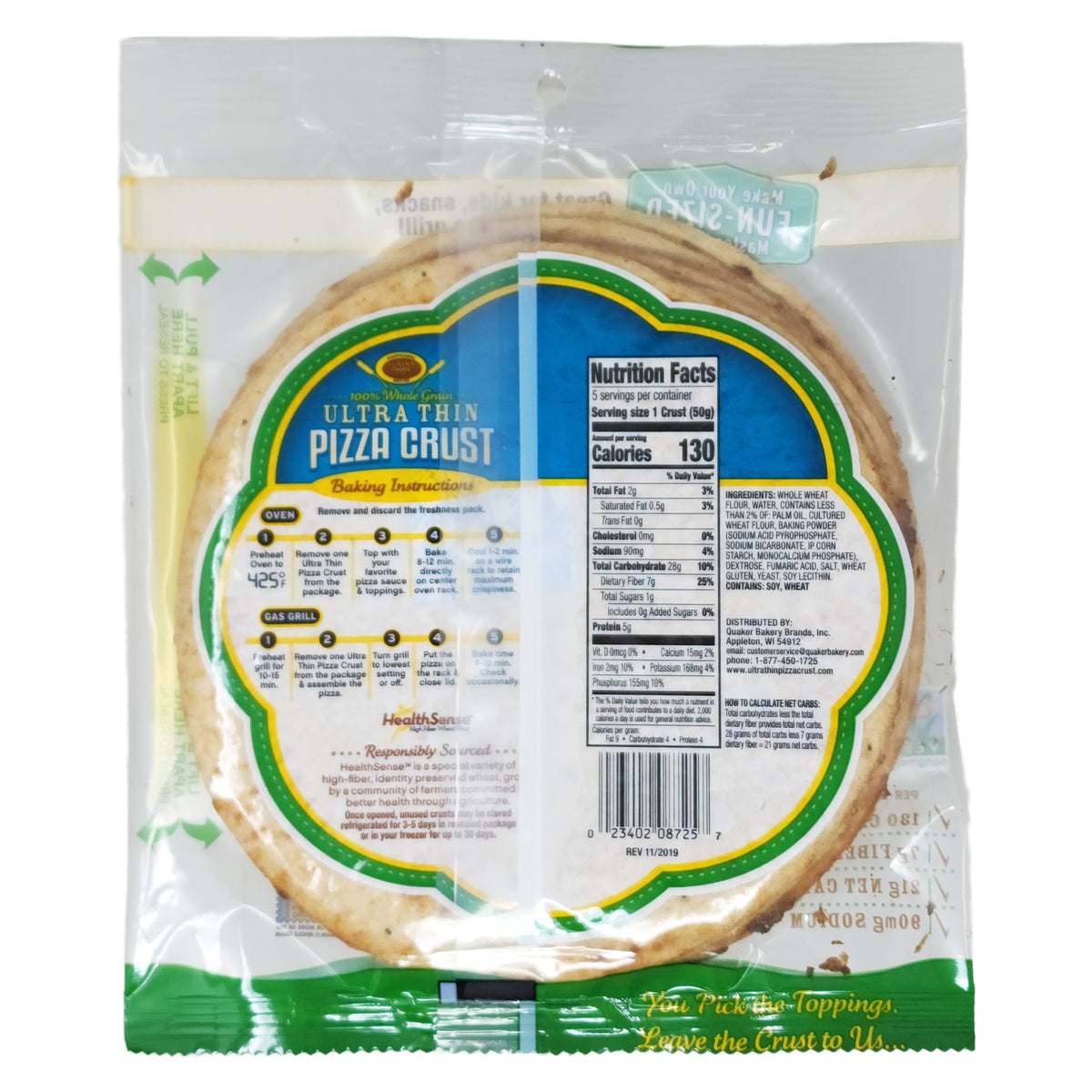 7 inch Golden Home Whole Grain Ultra Thin Crust Pizza 8.75oz
