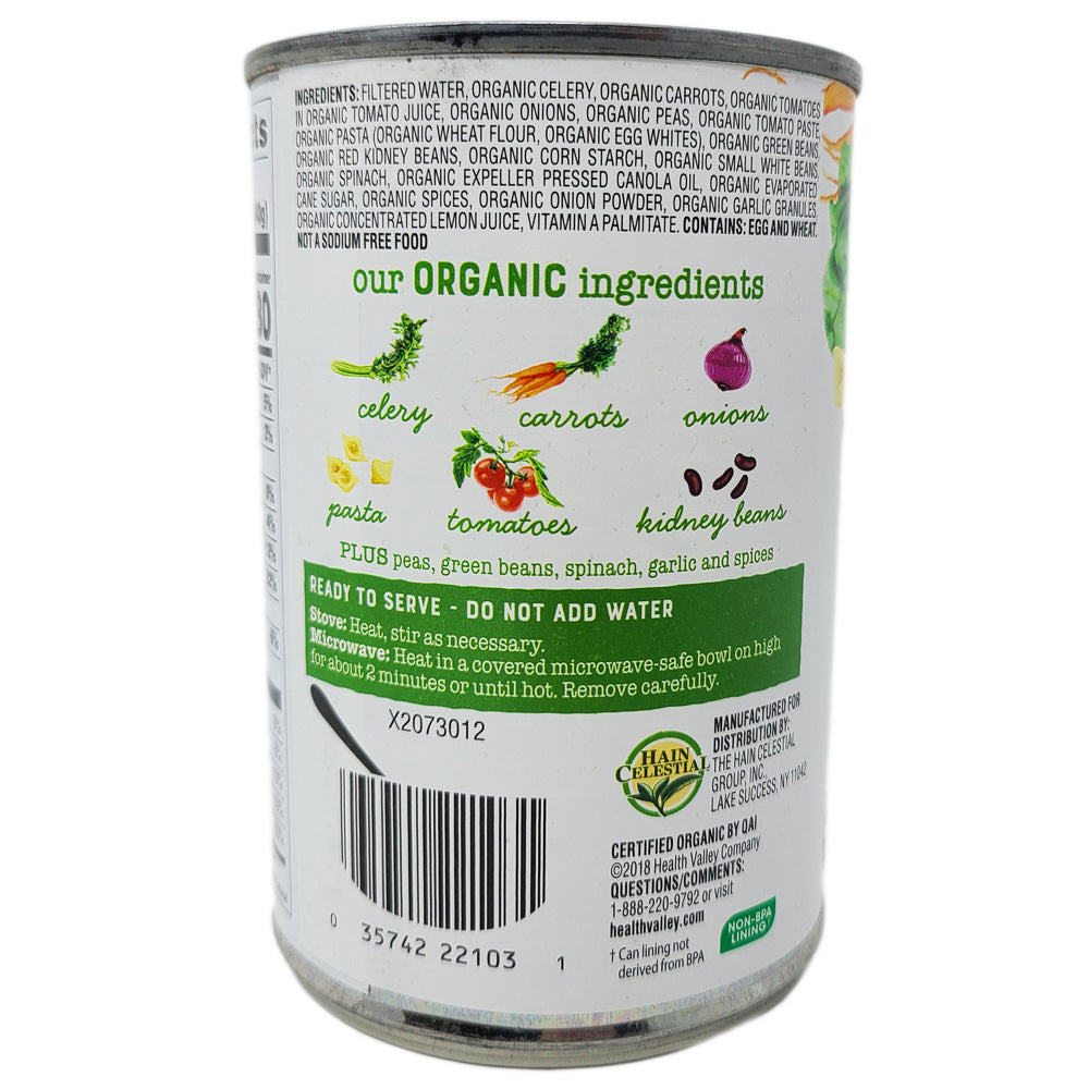 Health Valley Minestrone No Salt Added Soup-15 oz. - Healthy Heart Market