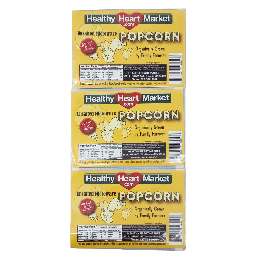 3 Pack Healthy Heart Market No Salt Microwave Popcorn