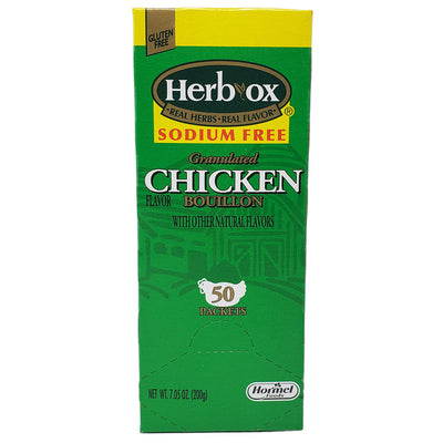 Herb-Ox Chicken Bouillon-50 Packets- Sodium Free-7.05 oz. - Healthy Heart Market