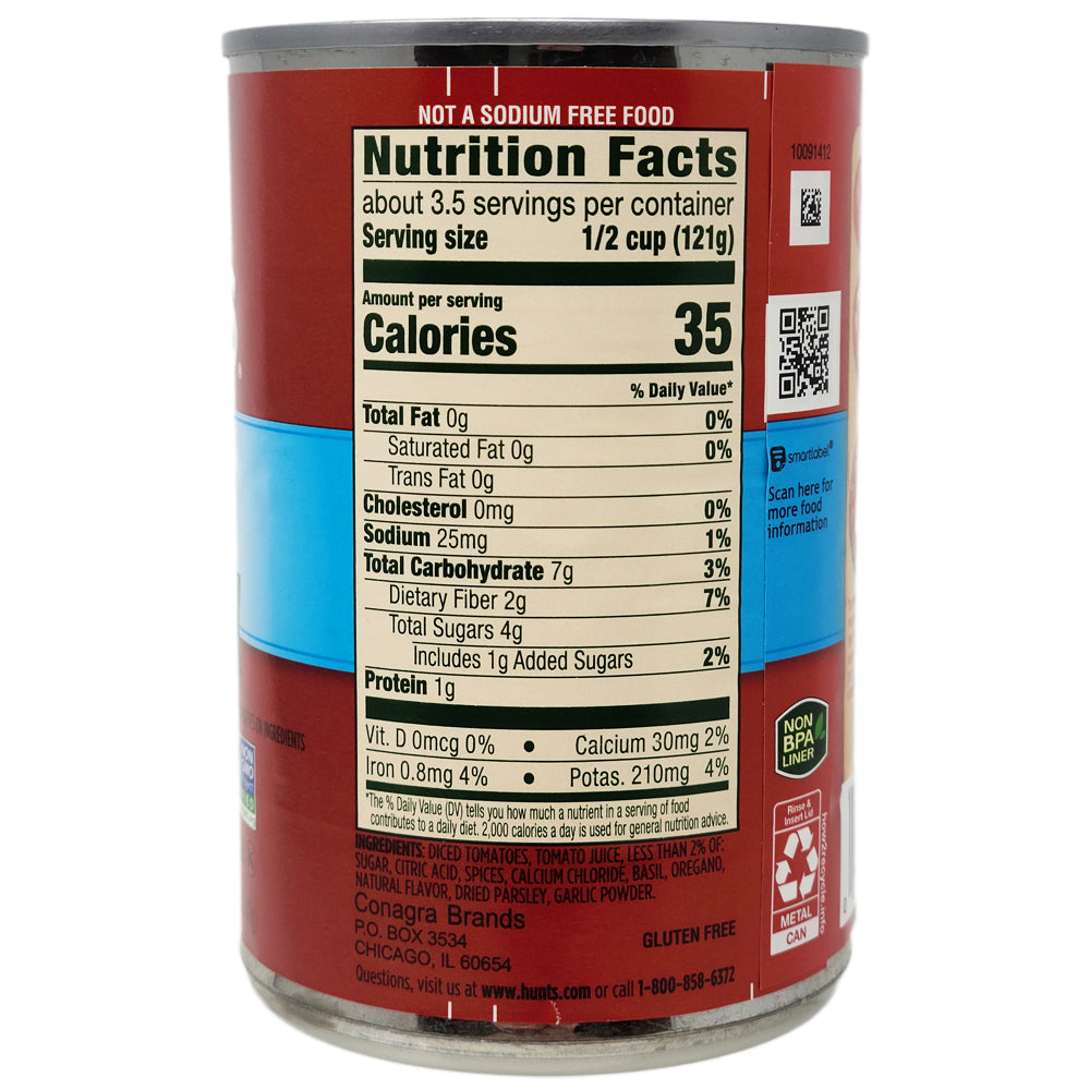Hunt's No Salt Added Diced Tomatoes Basil, Garlic & Oregano 14.5 oz Healthy Heart Market