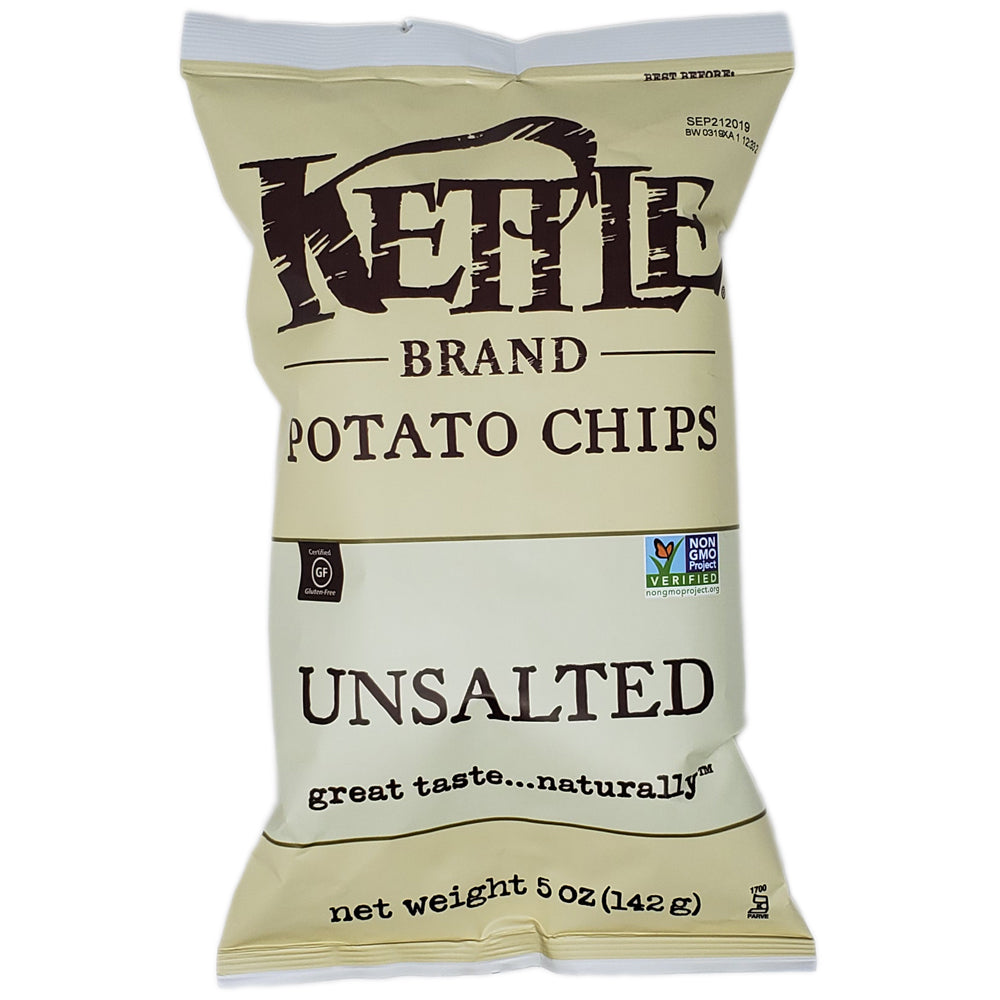Kettle Brand Unsalted Potato Chips 5 oz Bag (Pack of 15)