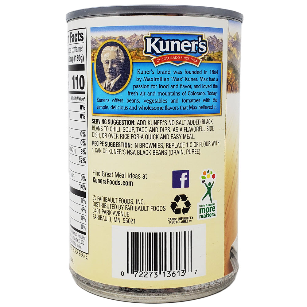 Kuner's Black Beans No Salt Added15 oz. Healthy Heart Market