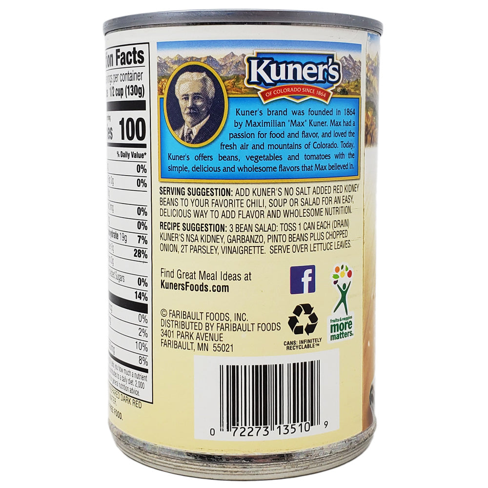 Kuner's Dark Red Kidney Beans- No Added Salt-15 oz. - Healthy Heart Market