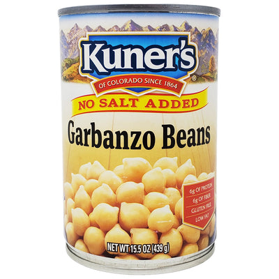 Kuner's Garbanzo Beans- No Salt Added-15 oz. - Healthy Heart Market