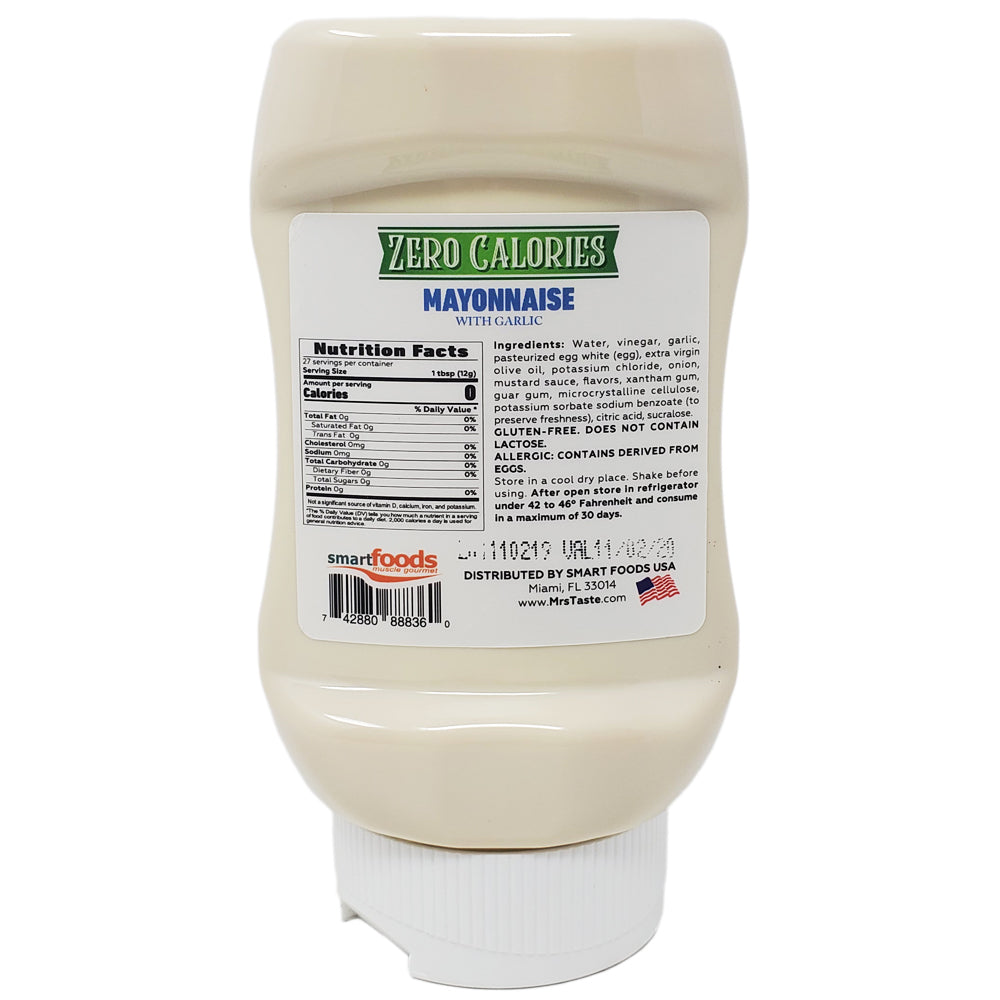 Mrs. Taste Zero Sodium Mayonnaise with Garlic 11oz. Healthy Heart
