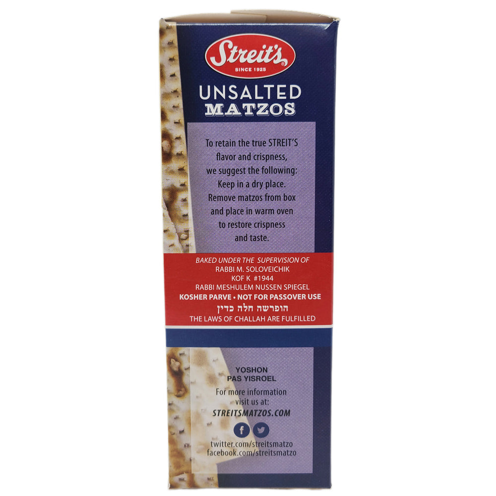 Unsalted Matzos Streit's Unsalted Matzos-11 oz. – Healthy Heart Market