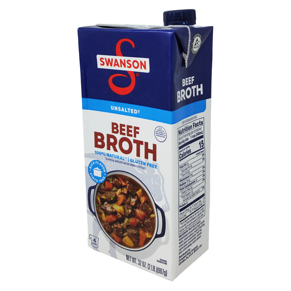 Swanson's Unsalted Beef Broth 32oz. Healthy Heart Market