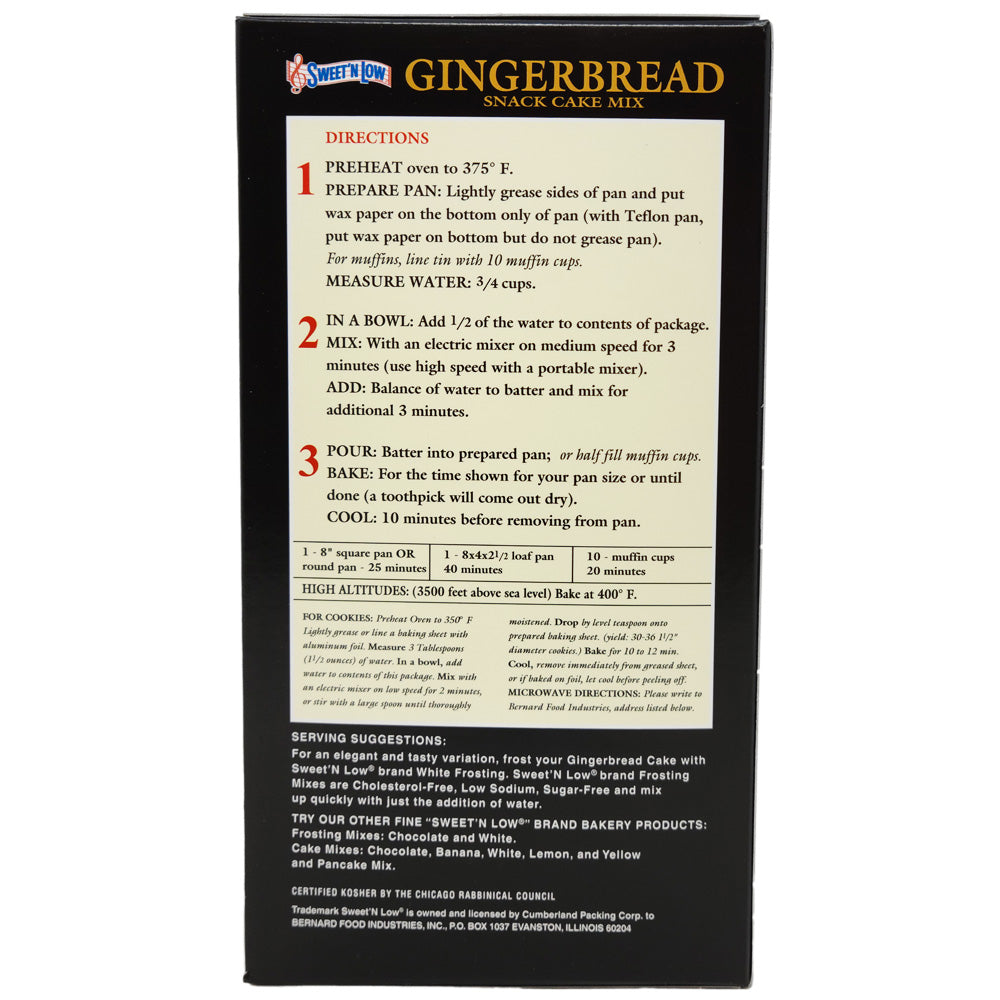 Sweet N' Low Gingerbread Snack Cake Mix-8 oz.