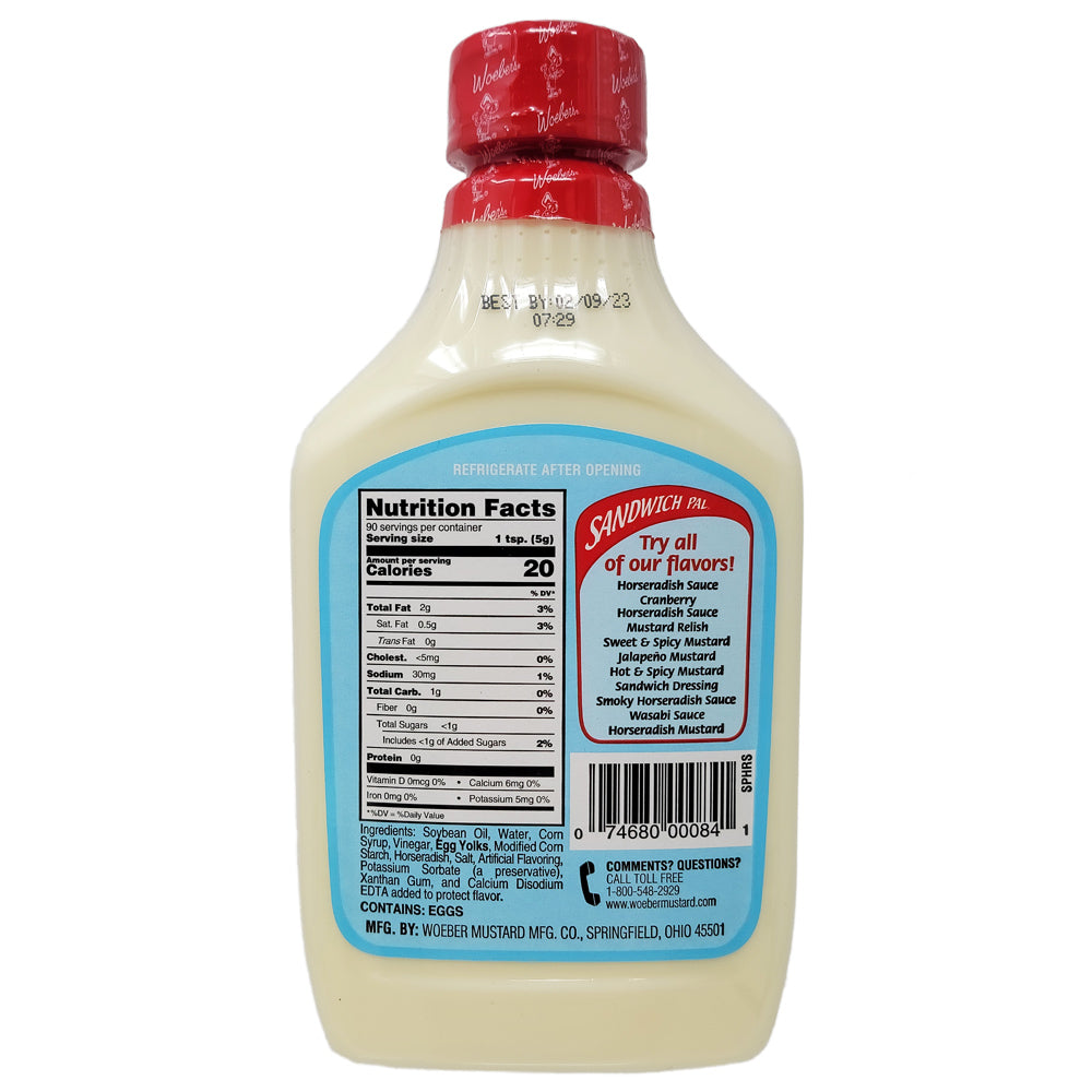 Woeber's Sandwich Pal Horseradish Sauce- 16oz.